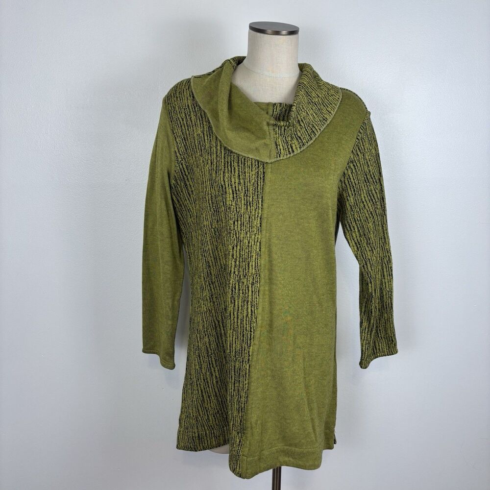 Parsley & Sage Green Black Cowl Neck Tunic Top Long Sleeve Womens Large